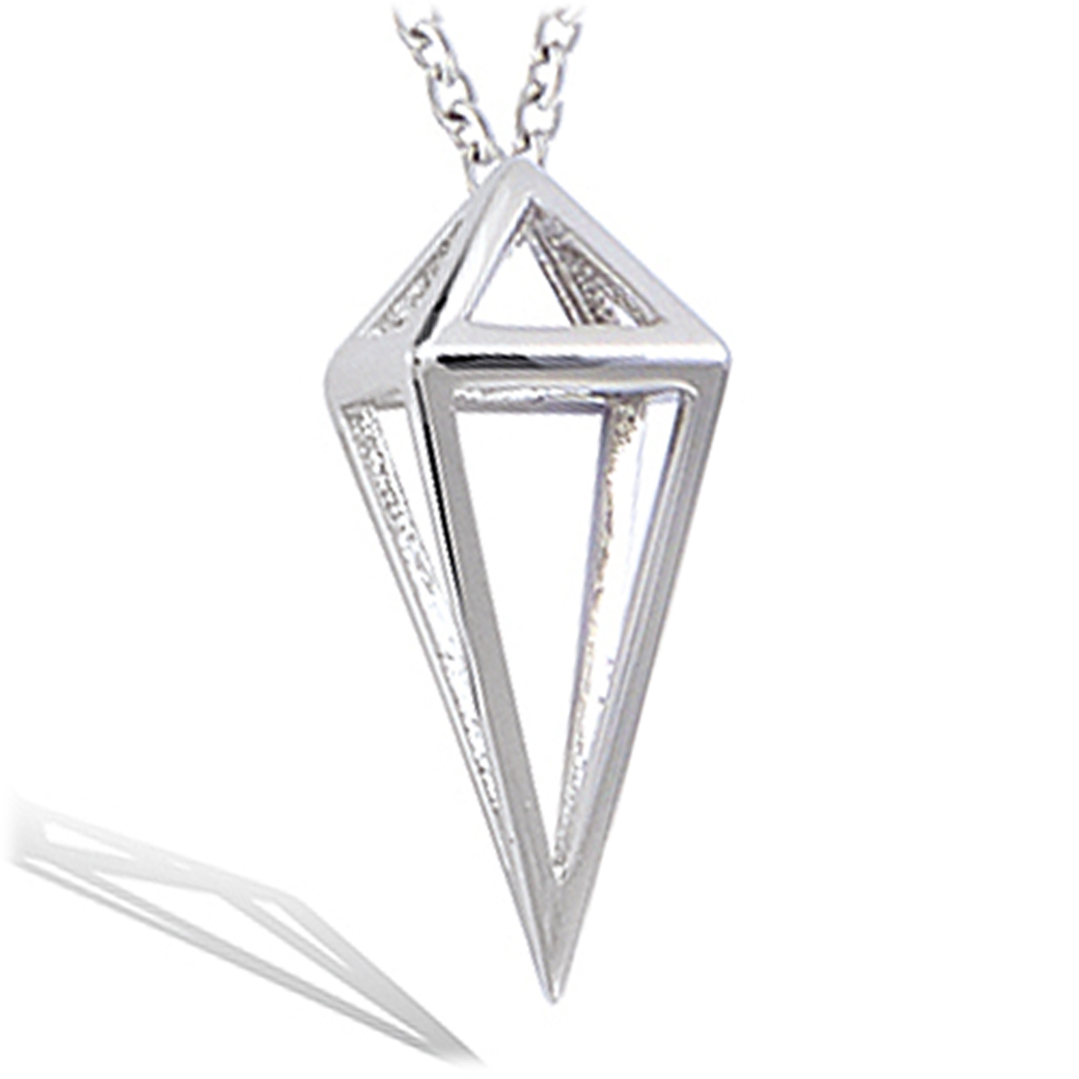Pendentif Argent \'Origami\' argenté (rhodié) diamant - 18x8 mm - [P5048]