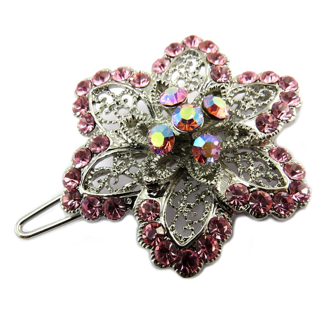 Barrette boule \'Sissi\' rose argenté - 40x35 cm - [P5088]