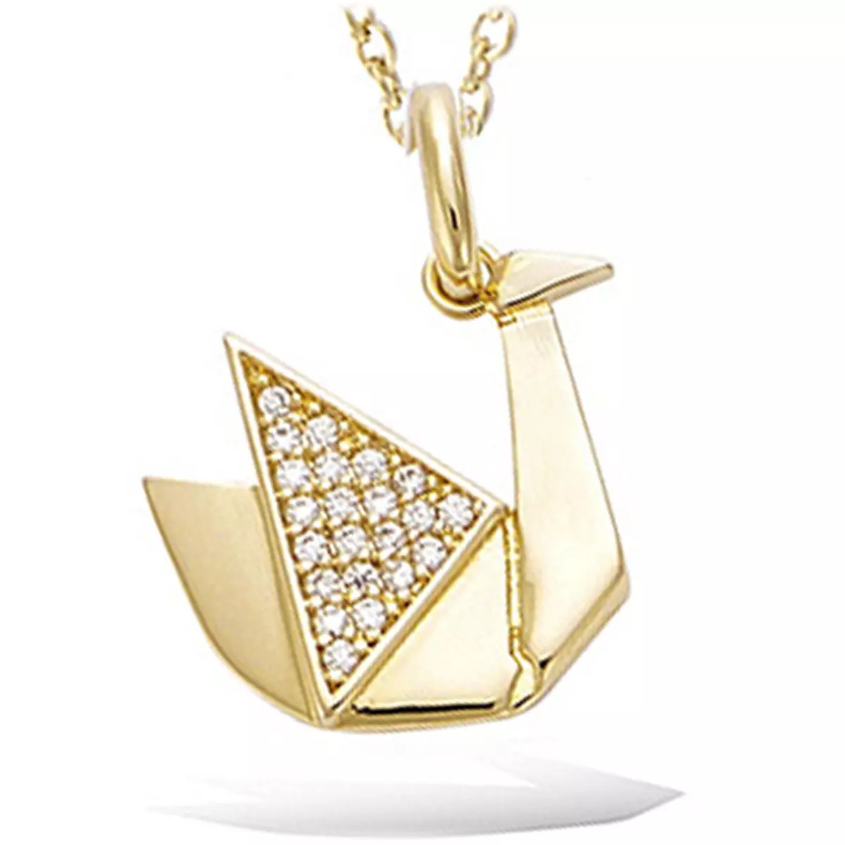 les trésors de lily Pendentif Plaqué Or 'Origami' doré (cygne) 15x15 mm [P5097]