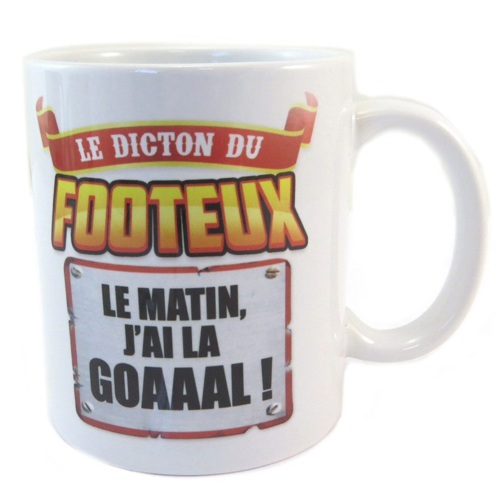 Mug humoristique \'Footeux\' (football) (\'Le Matin j\'ai la goaaal !\') - [N6530]