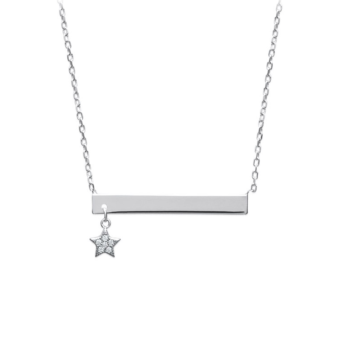 Collier Argent \'Identité\' étoile (rhodié) - [N6965]