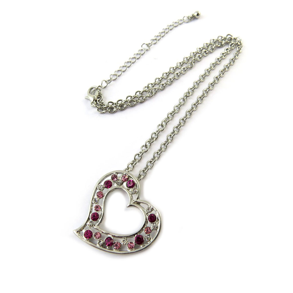 Collier créateur \'Love\' rose argenté - [N7044]