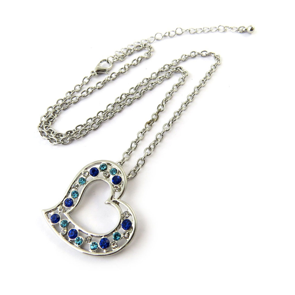 Collier créateur \'Love\' bleu argenté - [N7055]