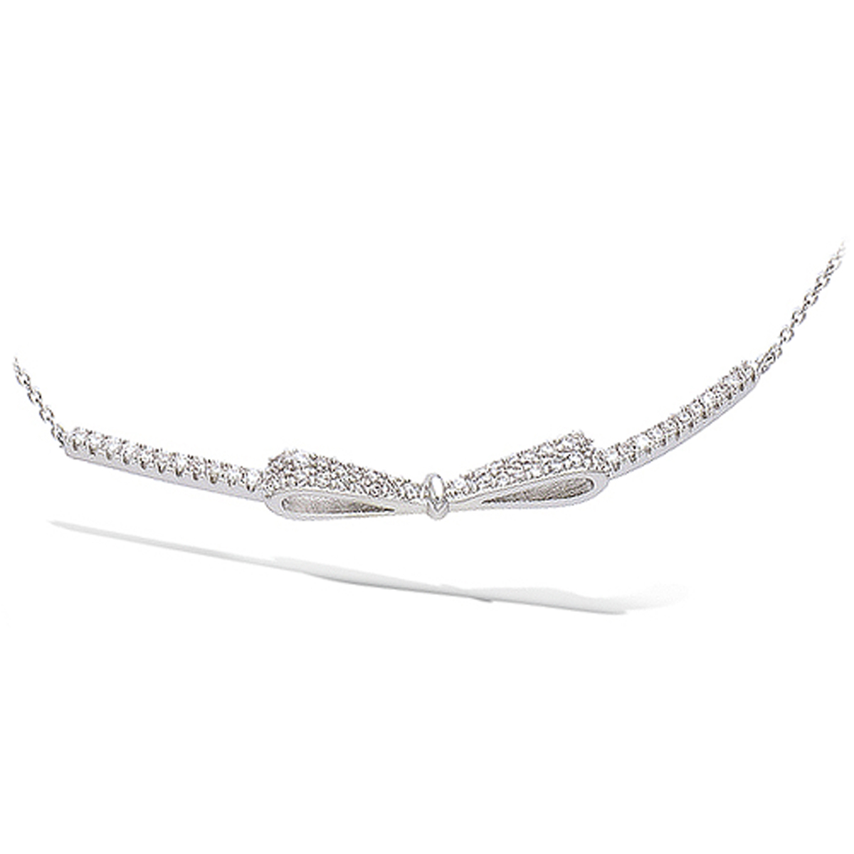 Collier Argent \'Noeud Romantique\' blanc argenté (rhodié) - 50x4 mm - [N7123]