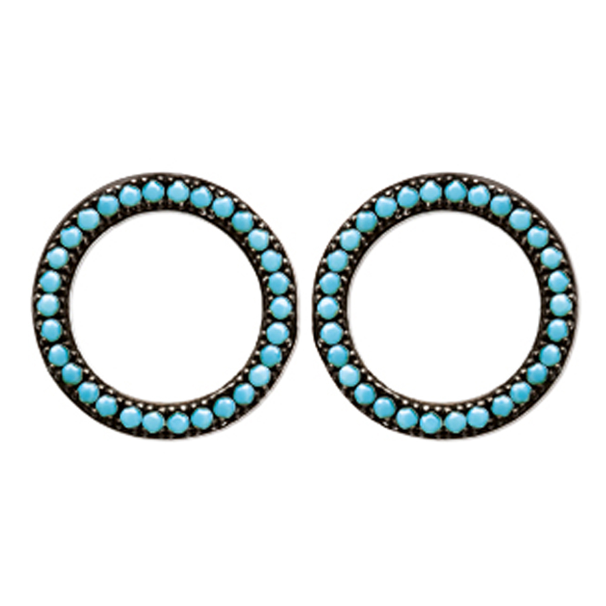 Boucles argent \'Navajos\' turquoise (cercles) - 13 mm - [N7139]