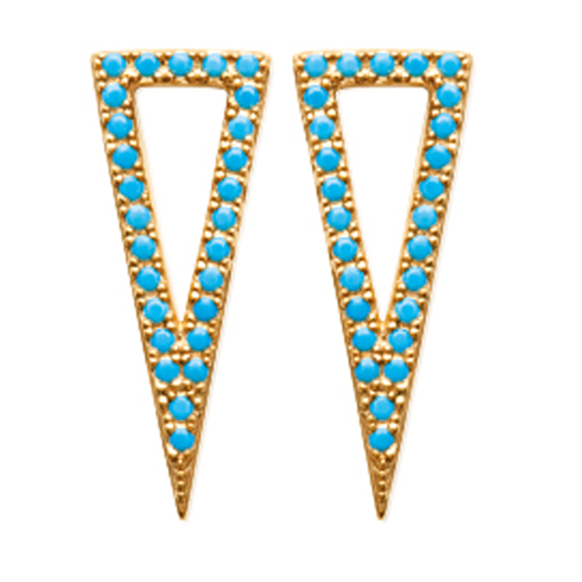 Boucles Plaqué Or \'Navajos\' turquoise doré (triangles) - 19x7 mm - [N7141]