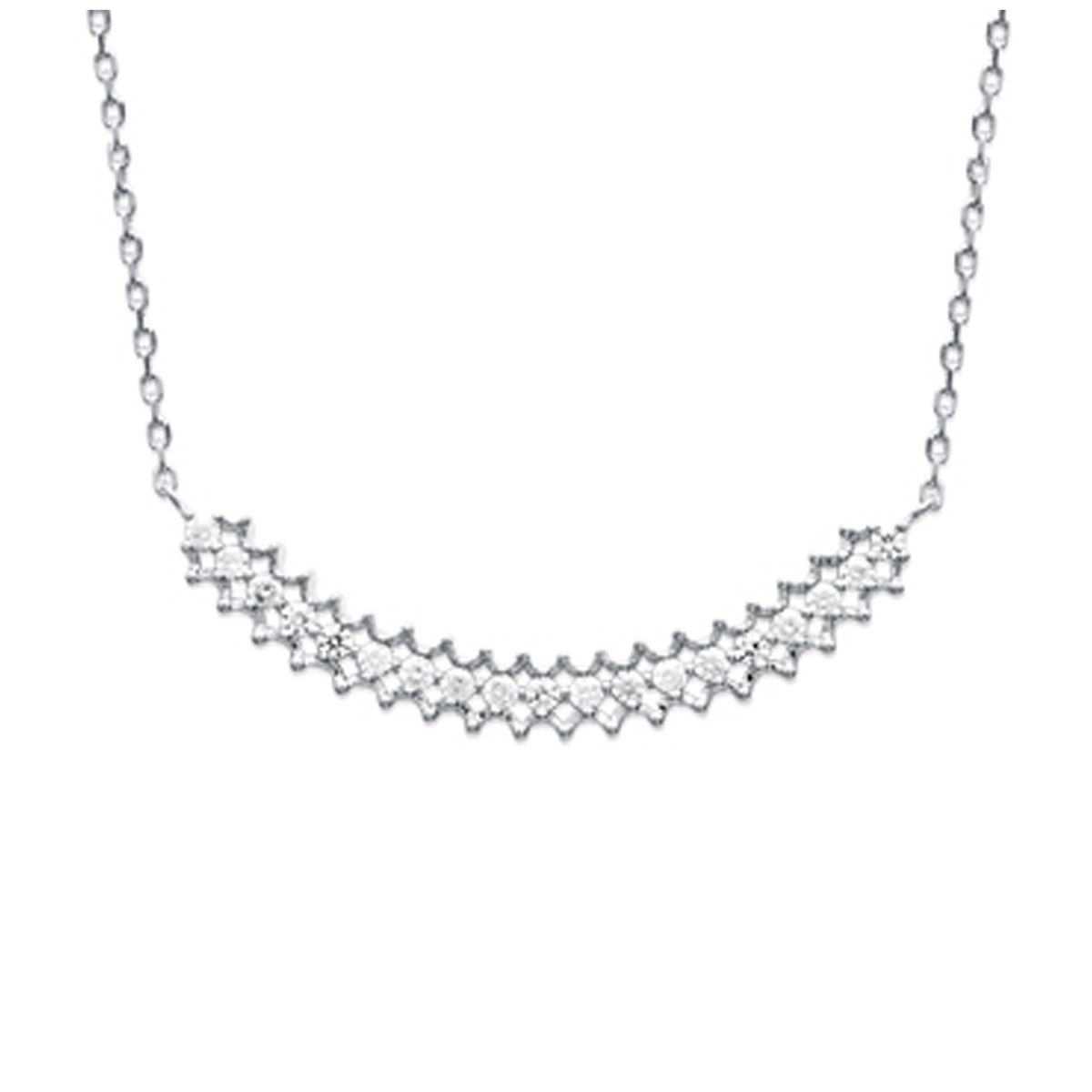 Collier Argent \'Sissi\' blanc argenté (rhodié) - 40x4 mm - [N7163]