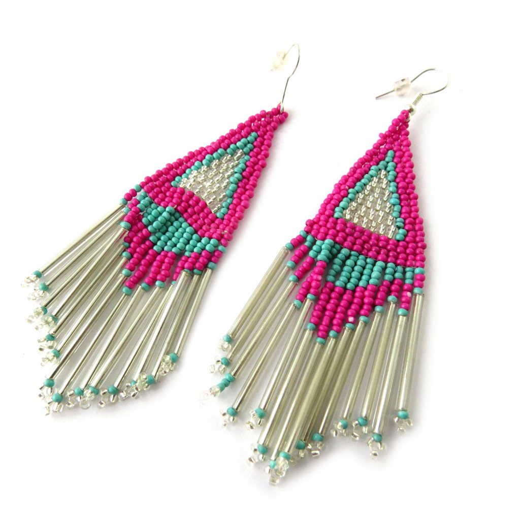 Boucles Créateur \'Altaï\' rose turquoise - [N7203]