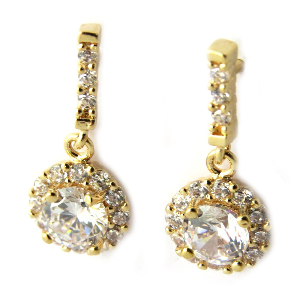 Boucles Plaqué Or \'Sissi\' blanc doré - [N7259]