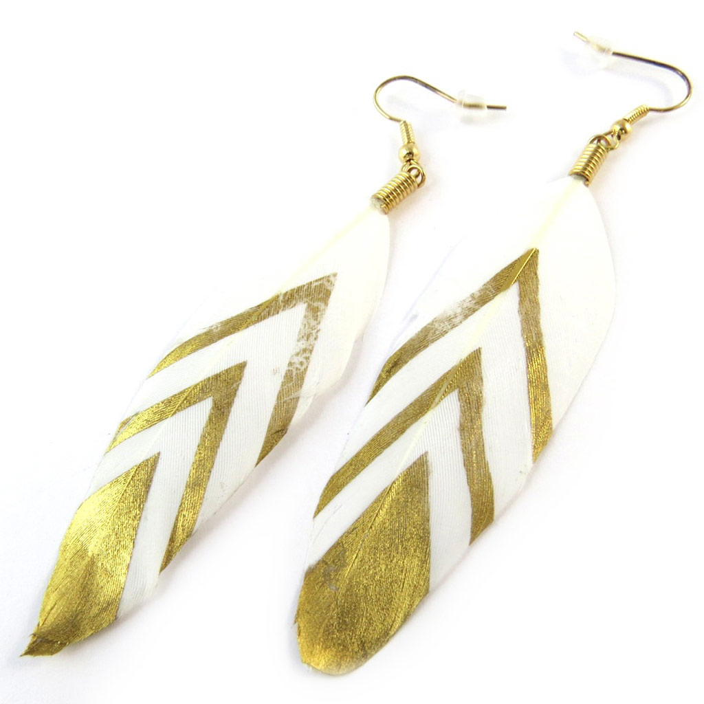 Boucles Créateur \'Cheyennes\' blanc doré - [N7346]