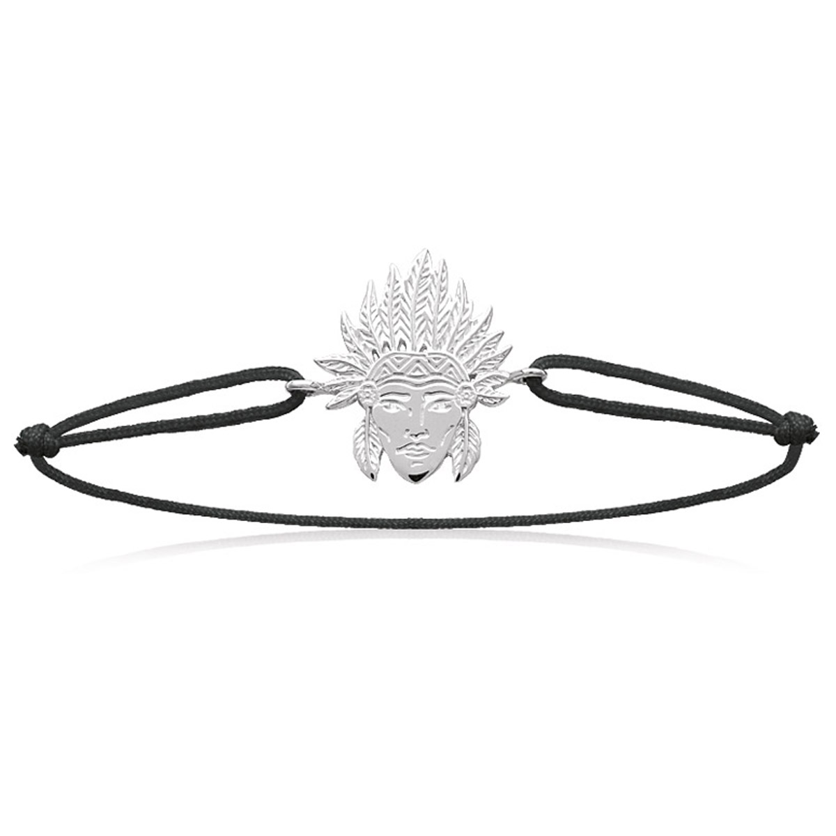 Bracelet Argent \'Navajos\' noir (rhodié) - 19x15 mm - [N7684]