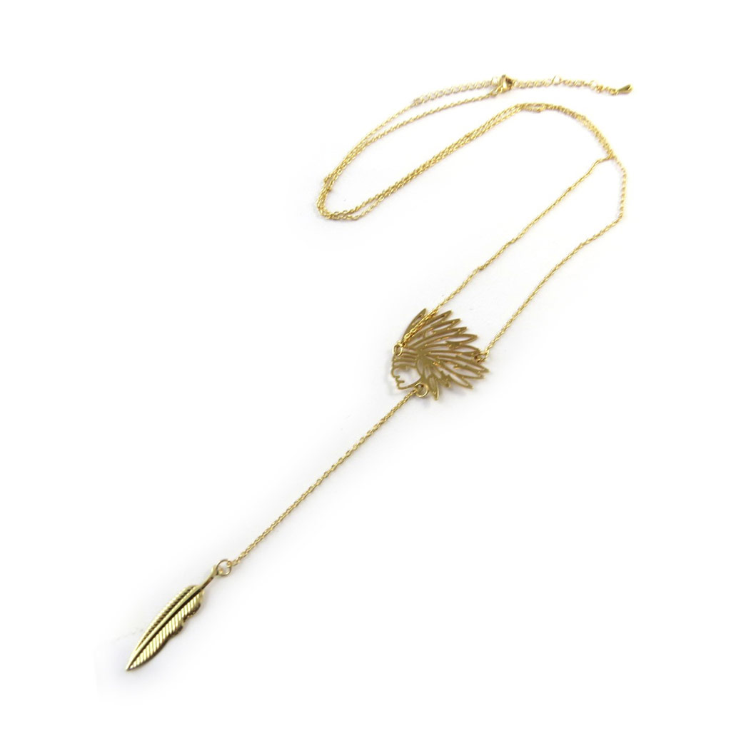 Collier sautoir \'Navajos\' doré - [N8443]