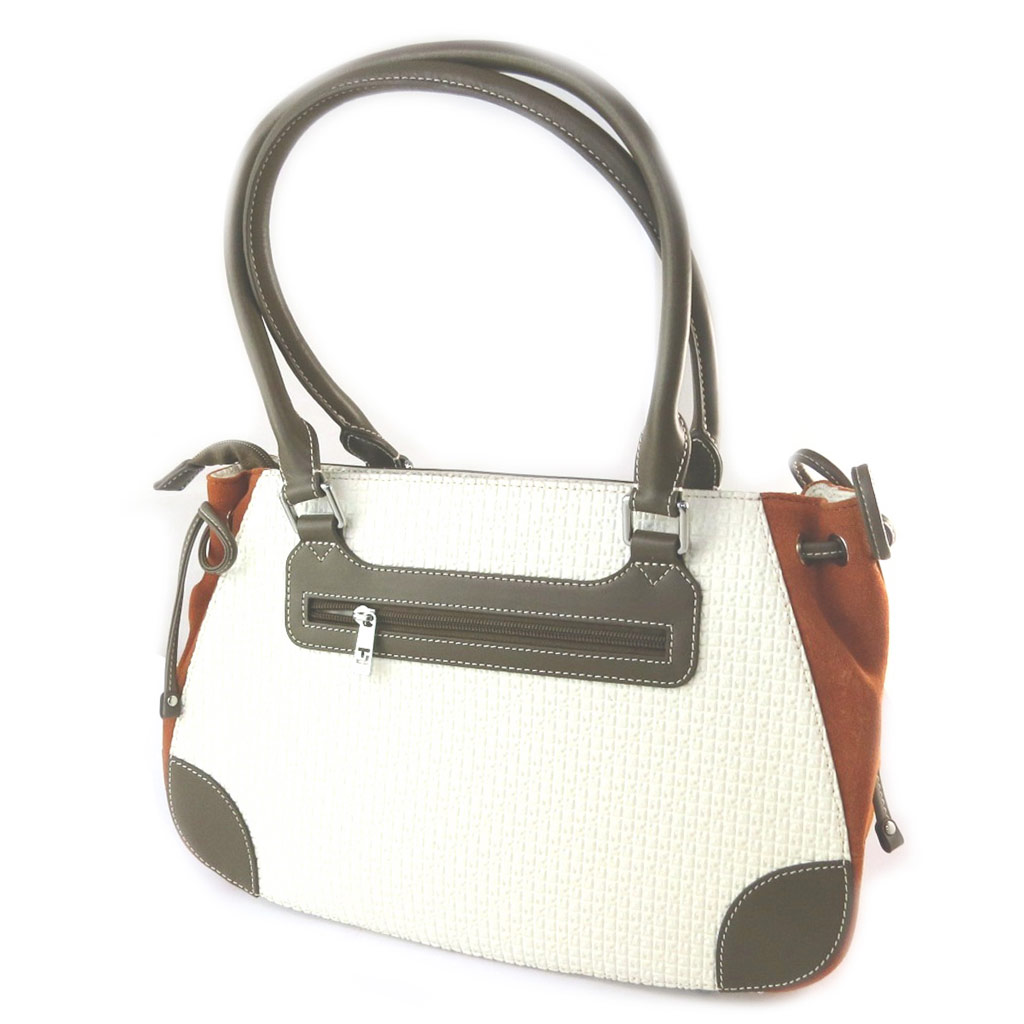 Sac 'Ted lapidus' blanc marron orange - 36x235x13 cm - [N9675]