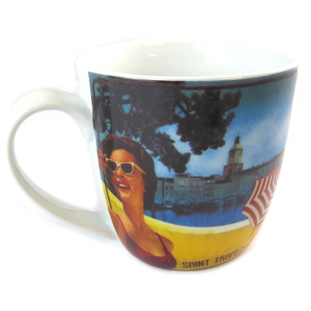 Mug porcelaine \'Côté d\'Azur\' bleu jaune - [N9707]