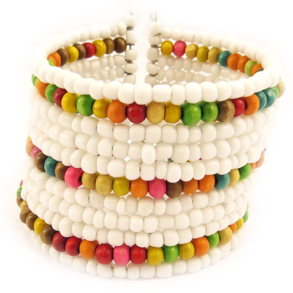 Bracelet créateur \'Katmandou\' blanc multicolore - [L5069]
