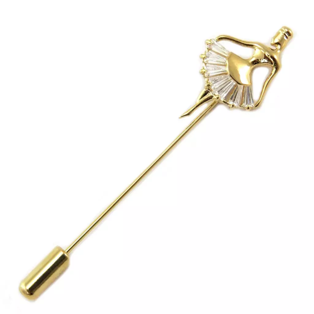 les trésors de lily Broche Créateur 'Ballerine' blanc doré 60 mm 18x15 mm [P6604]