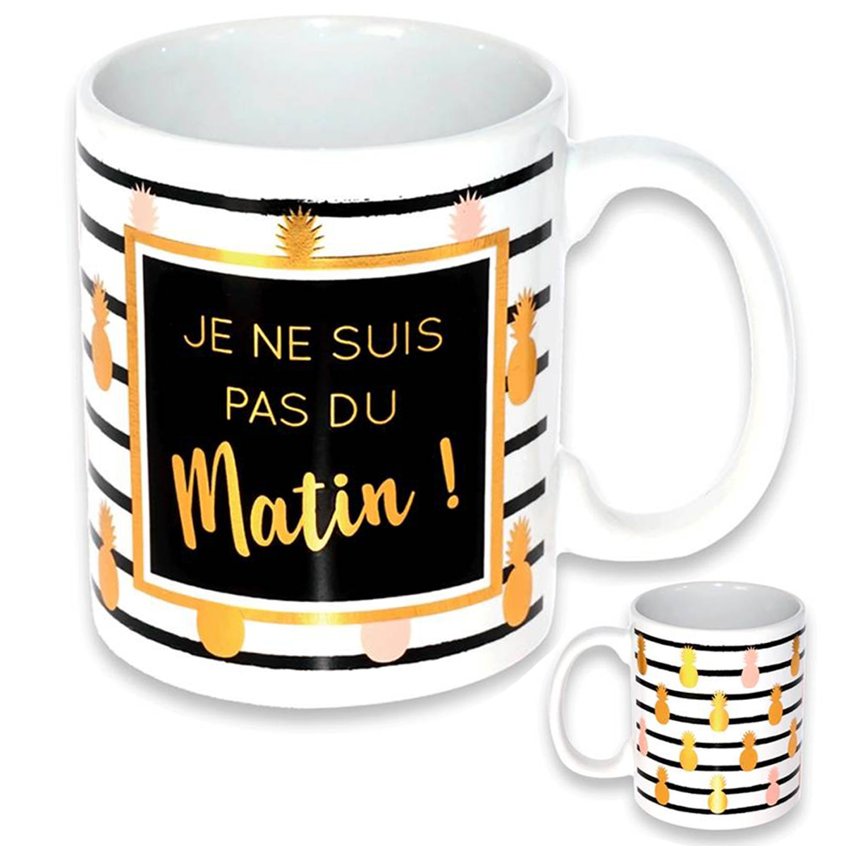 Mug céramique \'Messages\' (Je ne suis pas du Matin) ananas - [Q3643]