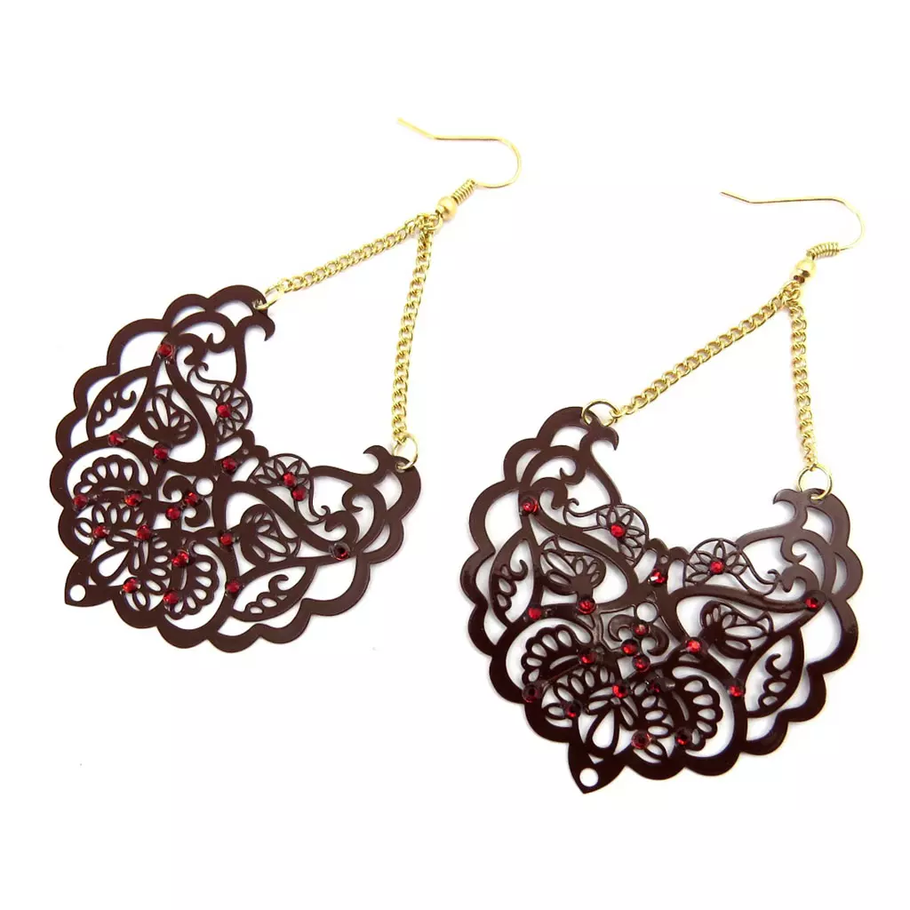 les trésors de lily Boucles 'Carmen' rouge [L6065]