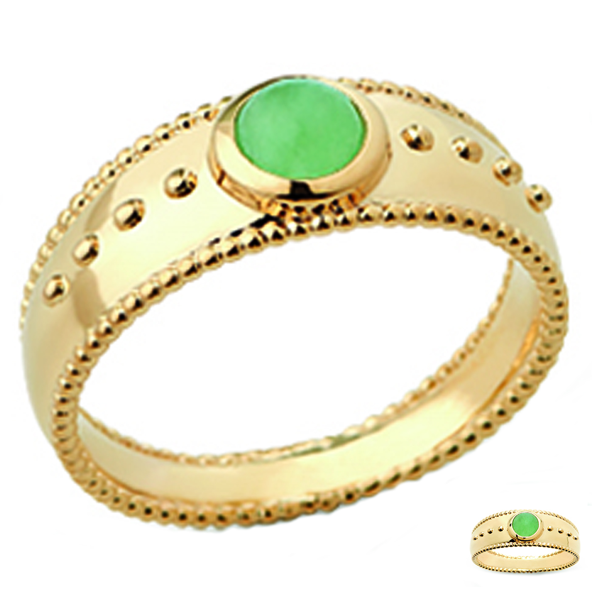 Bague Plaqué Or \'Cleopatra\' aventurine doré - 7 mm - [Q3703]