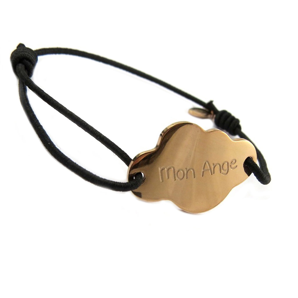 Bracelet créateur Acier \'Messages\' doré rosé (nuage - Mon Ange) - 22x15 mm - [P7260]
