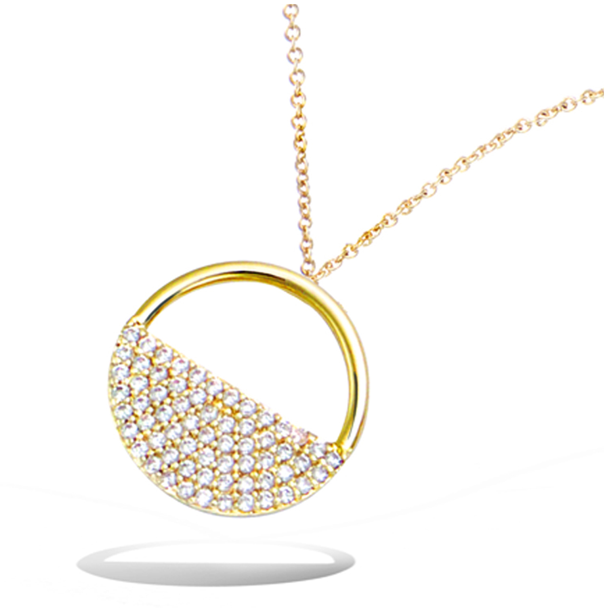 Pendentif plaqué or \'Sissi\' blanc doré - 18 mm - [Q4046]
