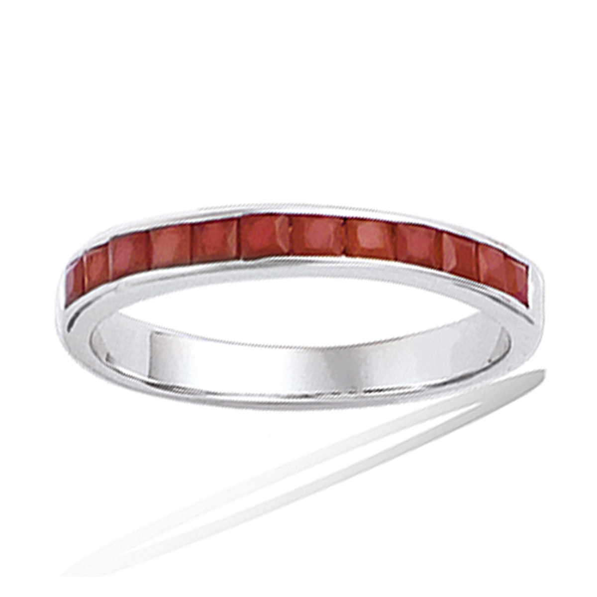 Bague Argent \'Boho\' rouge argenté (rhodié) - 3 mm - [P7995]