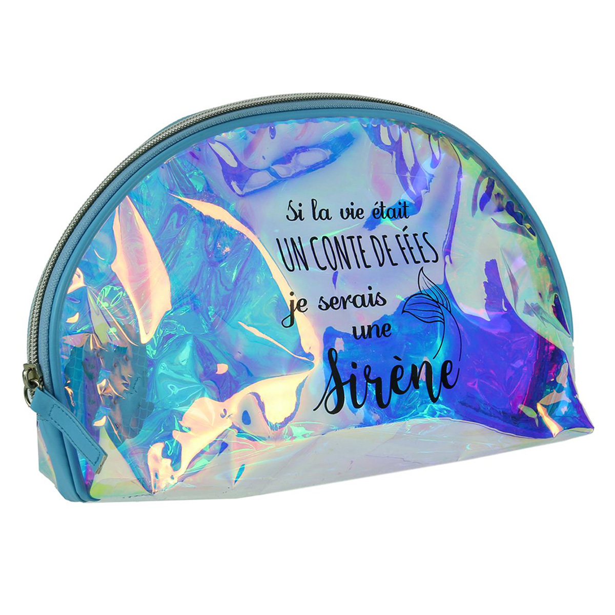 Trousse à maquillage \'Sirène\' bleu (Si la vie était un conte de fées je serais une sirène) - 20x17x10 cm - [Q4385]