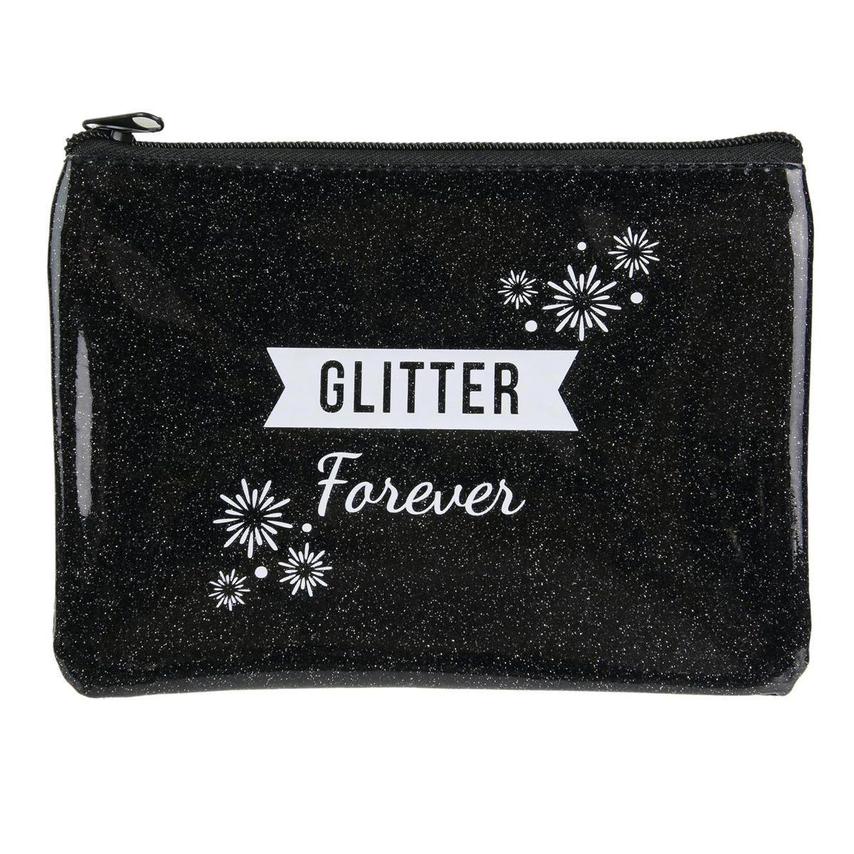 Pochette plate \'Messages Paillettes\' noir (glitter forever) - 19x128 cm - [Q4390]