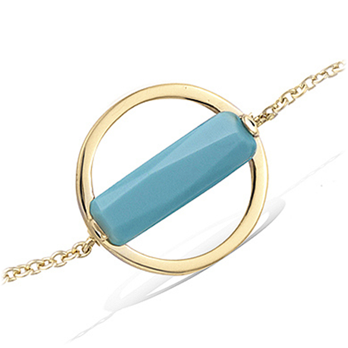 Bracelet Plaqué Or \'Boho\' turquoise doré - 16 mm - [P8006]