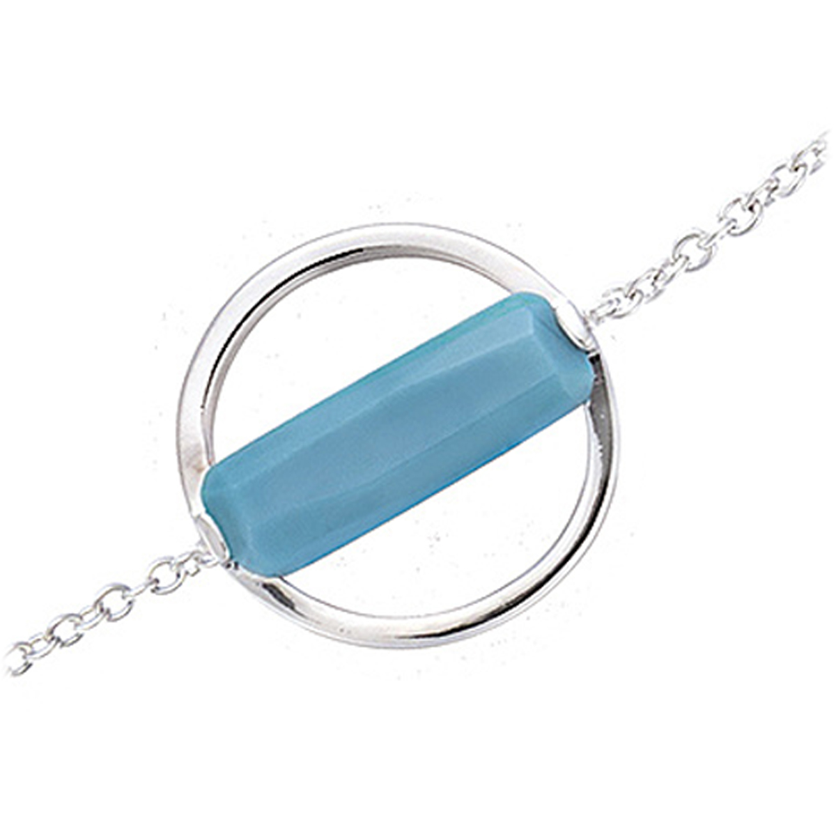 Bracelet Argent \'Boho\' turquoise argenté (rhodié) - 16 mm - [P8008]