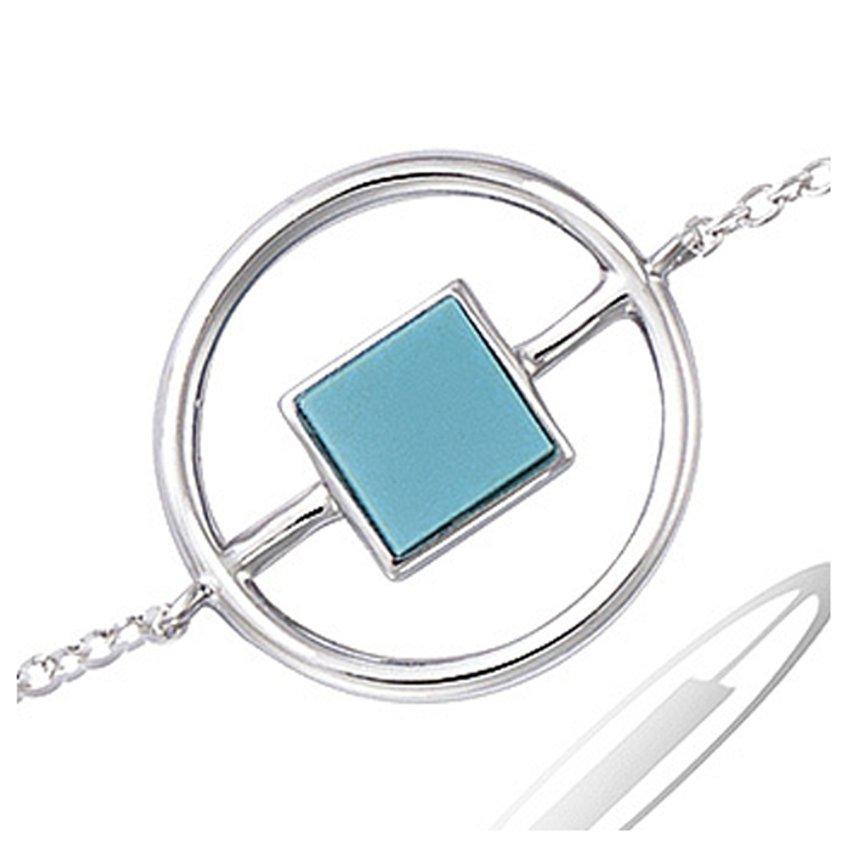 Bracelet Argent \'Boho\' turquoise argenté (rhodié) - 17 mm - [P8009]