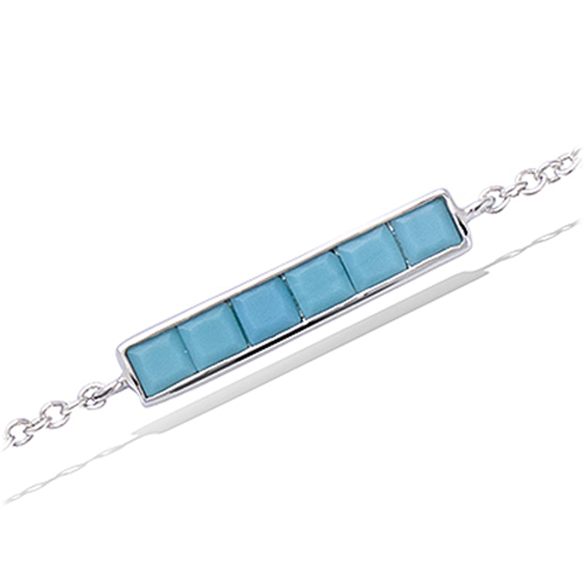 Bracelet Argent \'Boho\' turquoise argenté (rhodié) - 20x4 mm - [P8010]