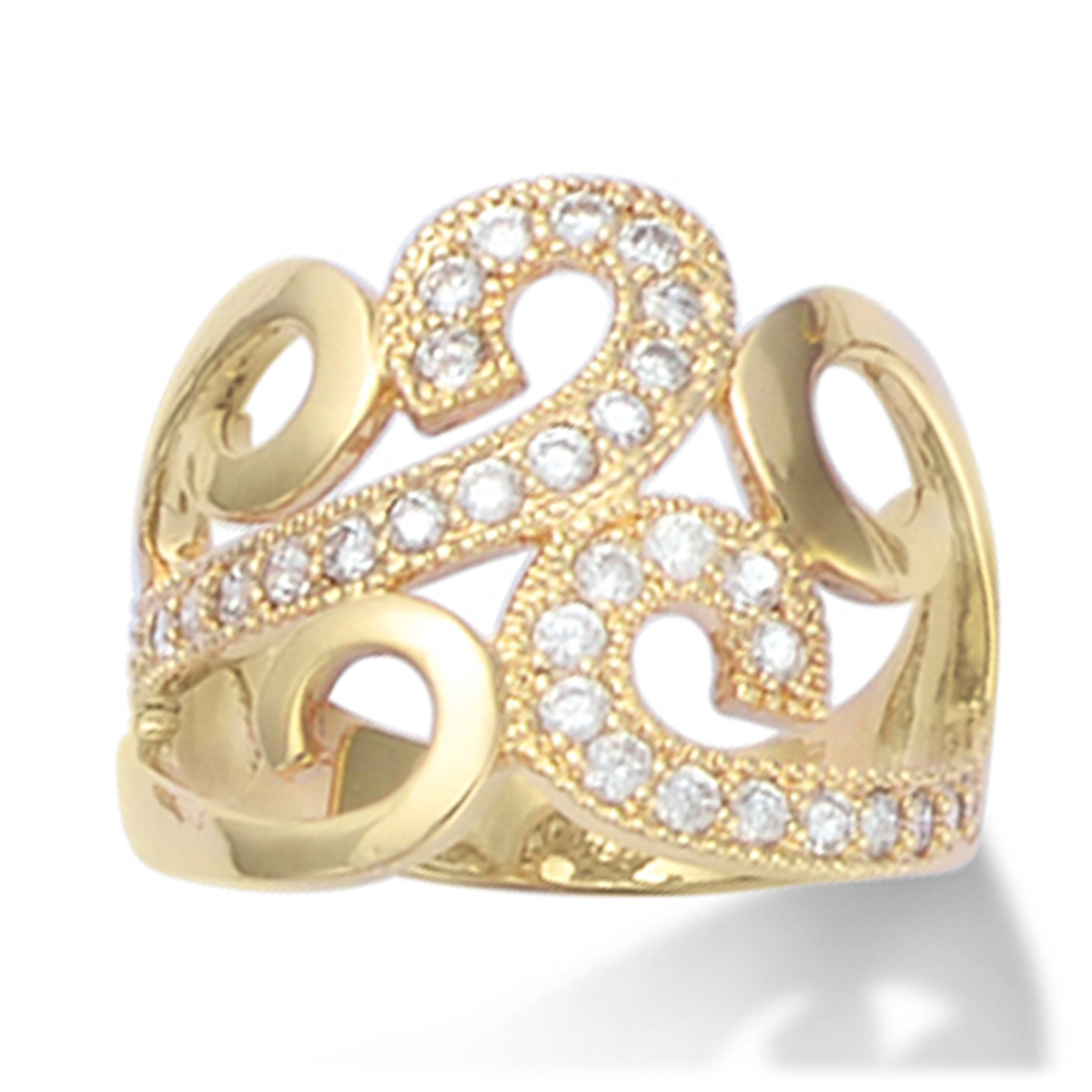 Bague Plaqué Or \'Sissi\' blanc doré - 20 mm - [L7118]