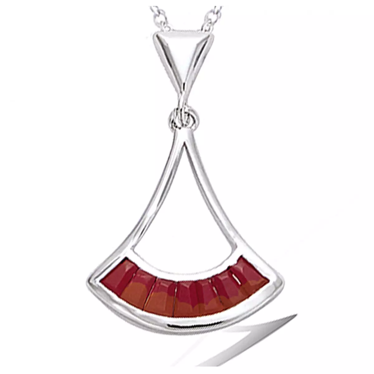 les trésors de lily Pendentif Argent 'Boho' rouge argenté (rhodié) 15x15 mm [P8019]