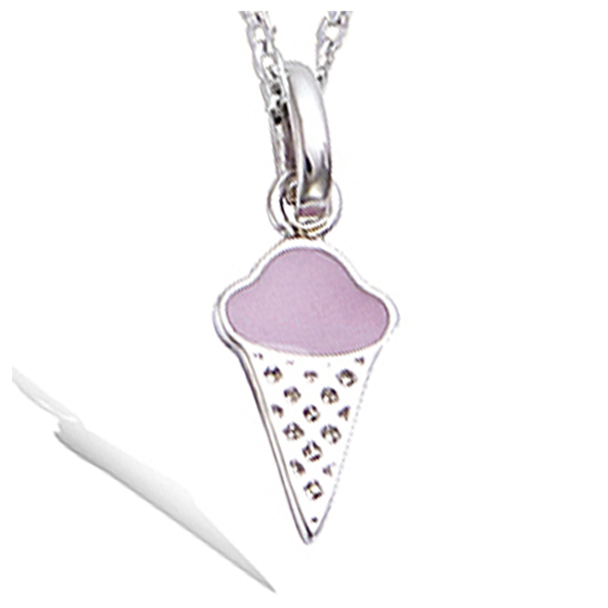 Pendentif Argent \'Glace\' rose argenté (rhodié) - 10x6 mm - [P8027]