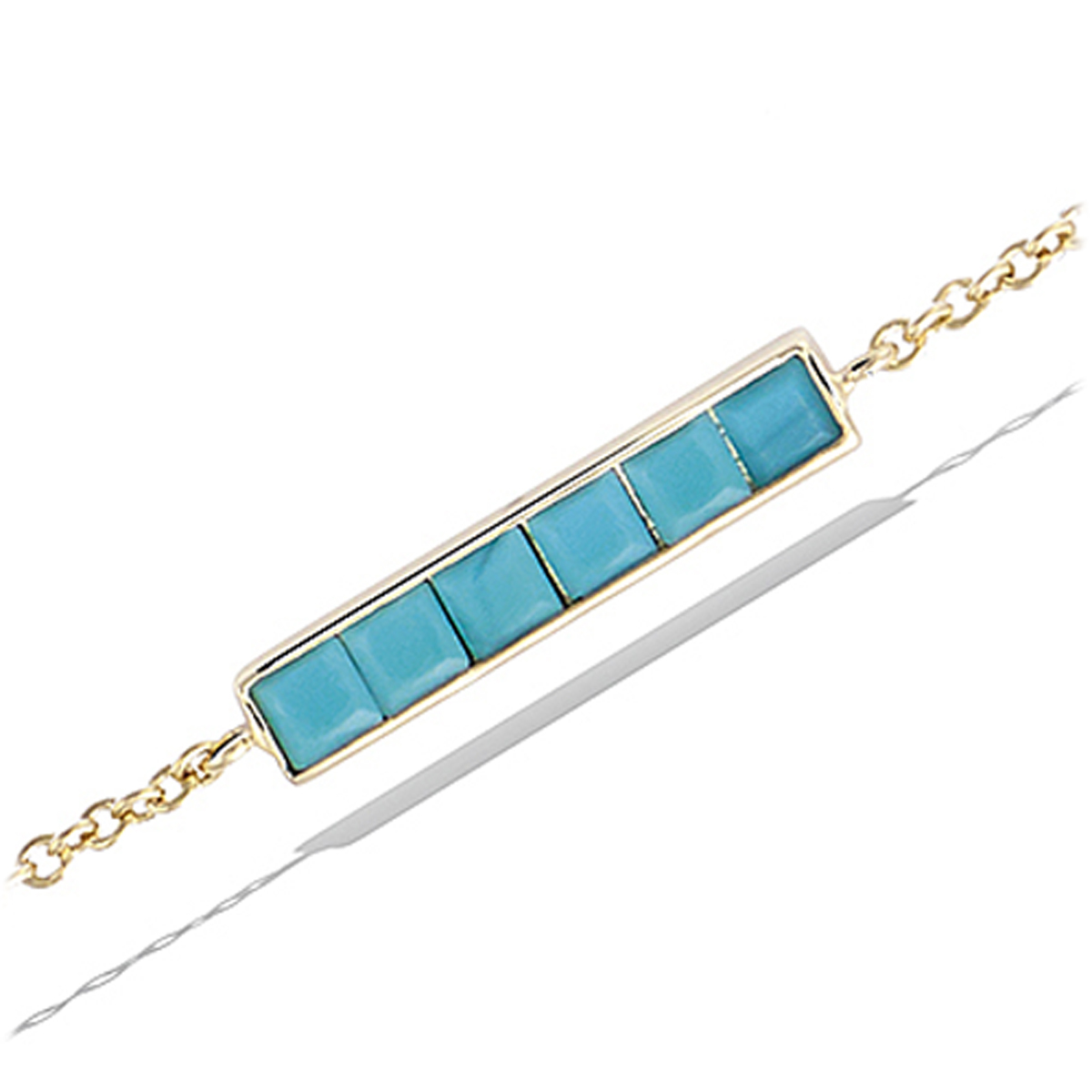 Bracelet Plaqué Or \'Boho\' turquoise doré - 20x4 mm - [P8033]