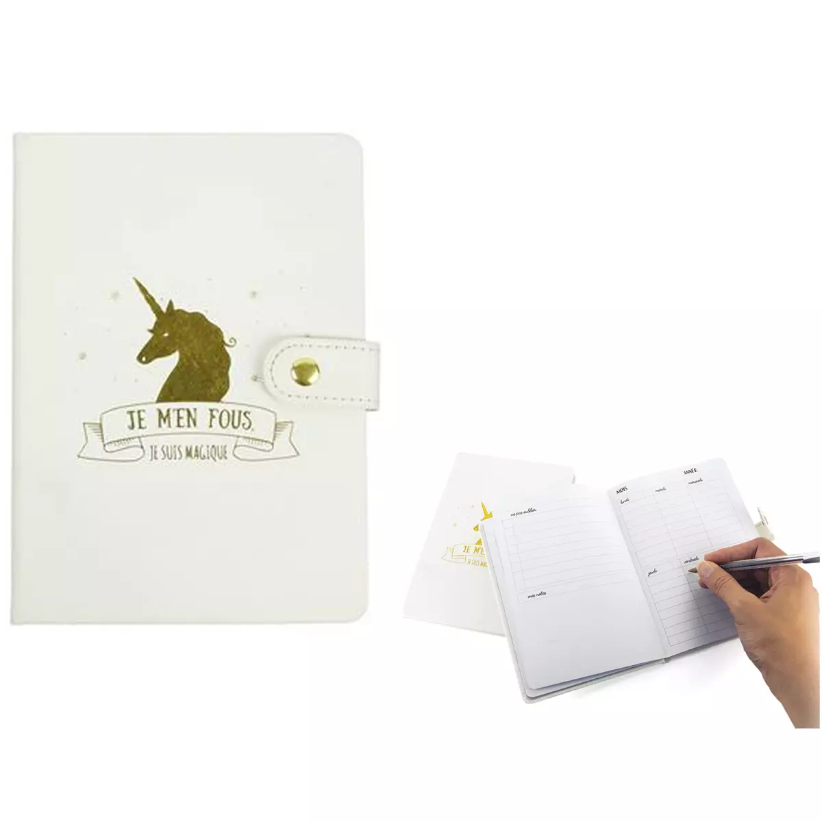 les trésors de lily Agenda perpétuel 'Licorne My Unicorn' blanc doré (je m'en fous je suis magique) 175x125 cm [Q4452]