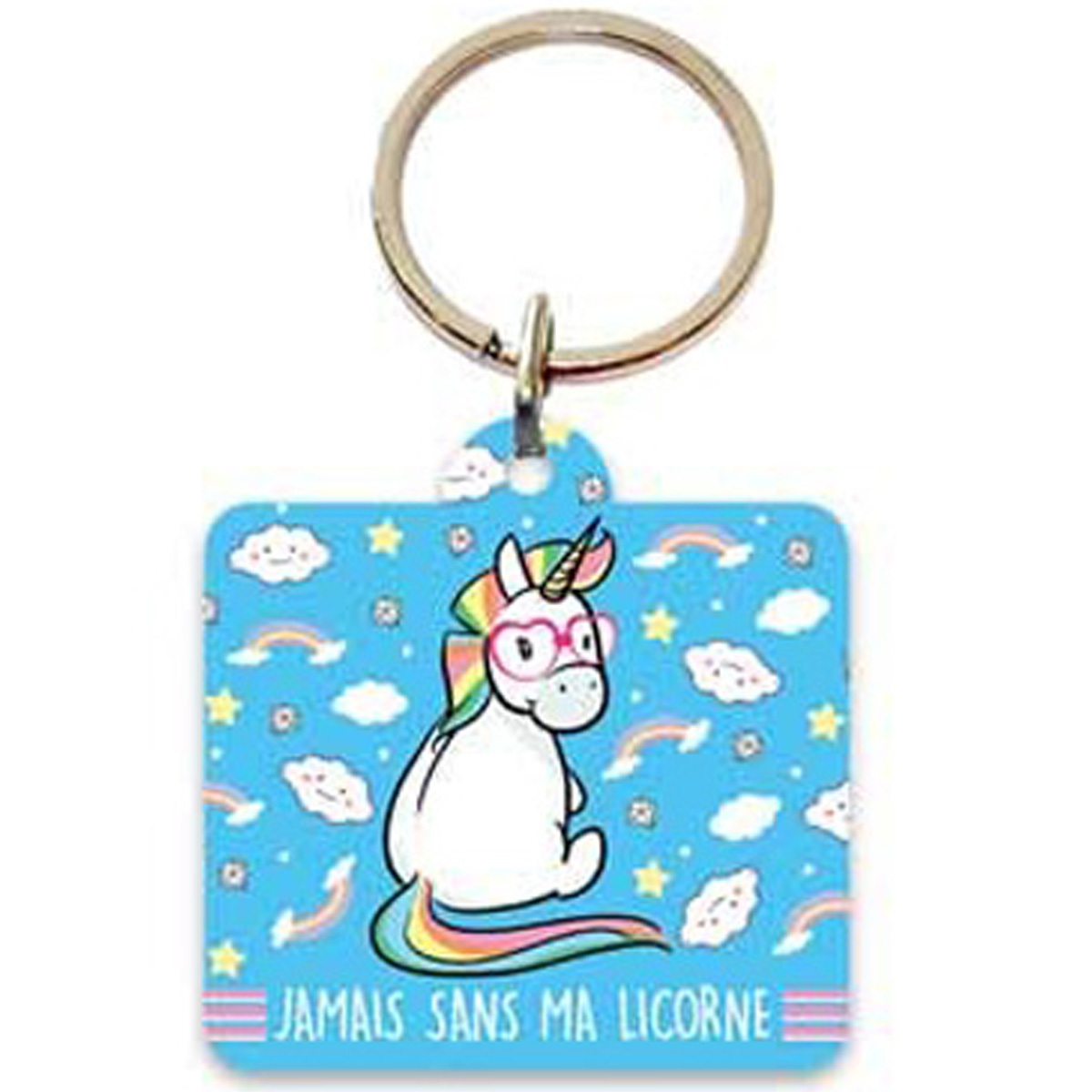 Porte-clés \'Licorne My Unicorn\' bleu (jamais sans ma licorne) - 55x55 cm - [Q4506]