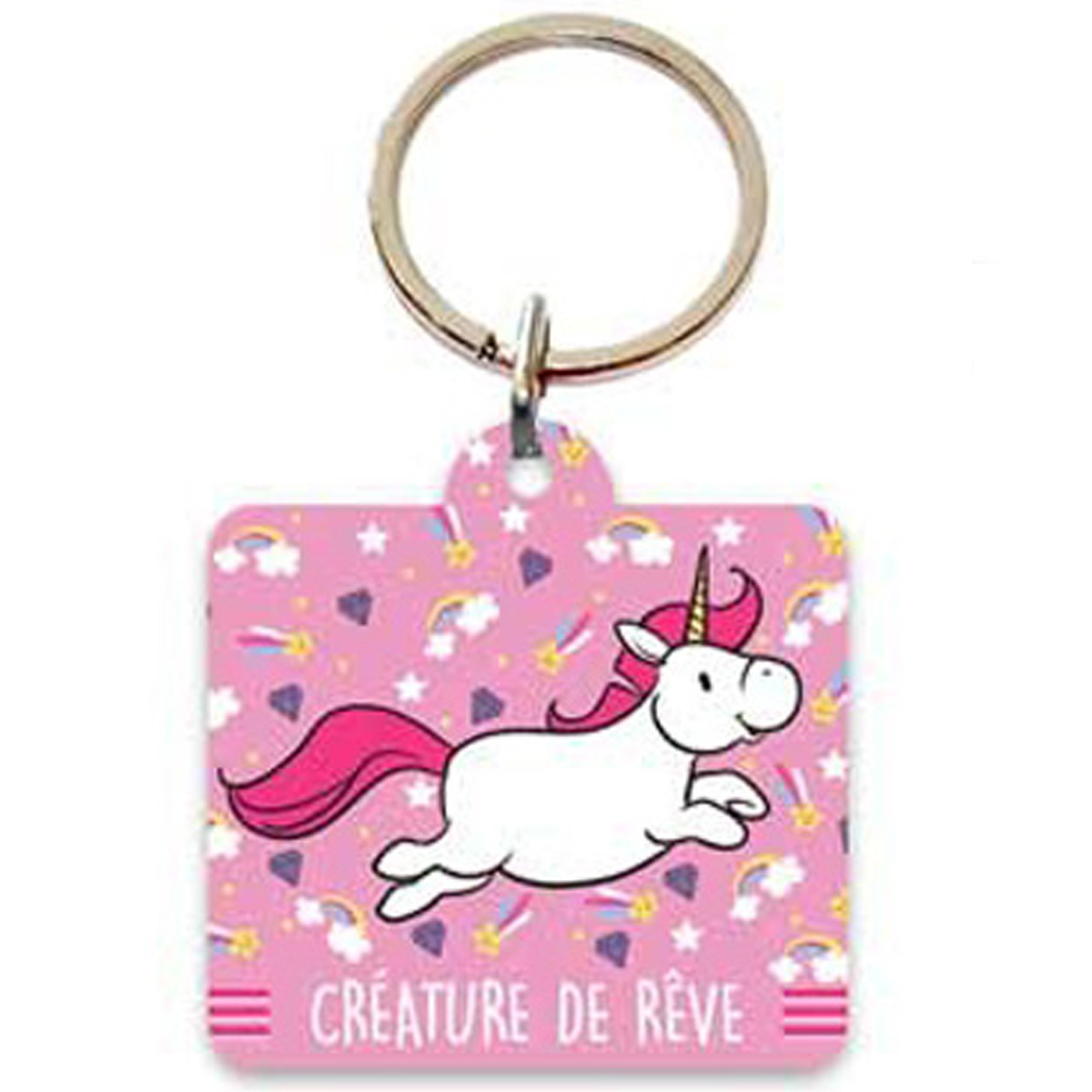 Porte-clés \'Licorne My Unicorn\' rose (créature de rêve) - 55x55 cm - [Q4507]