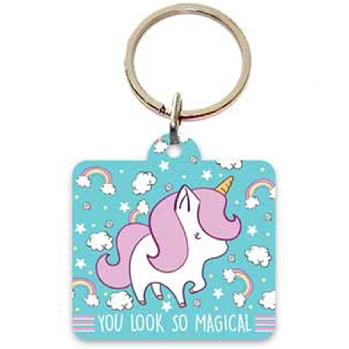 Porte-clés \'Licorne My Unicorn\' turquoise (you look so magical) - 55x55 cm - [Q4511]