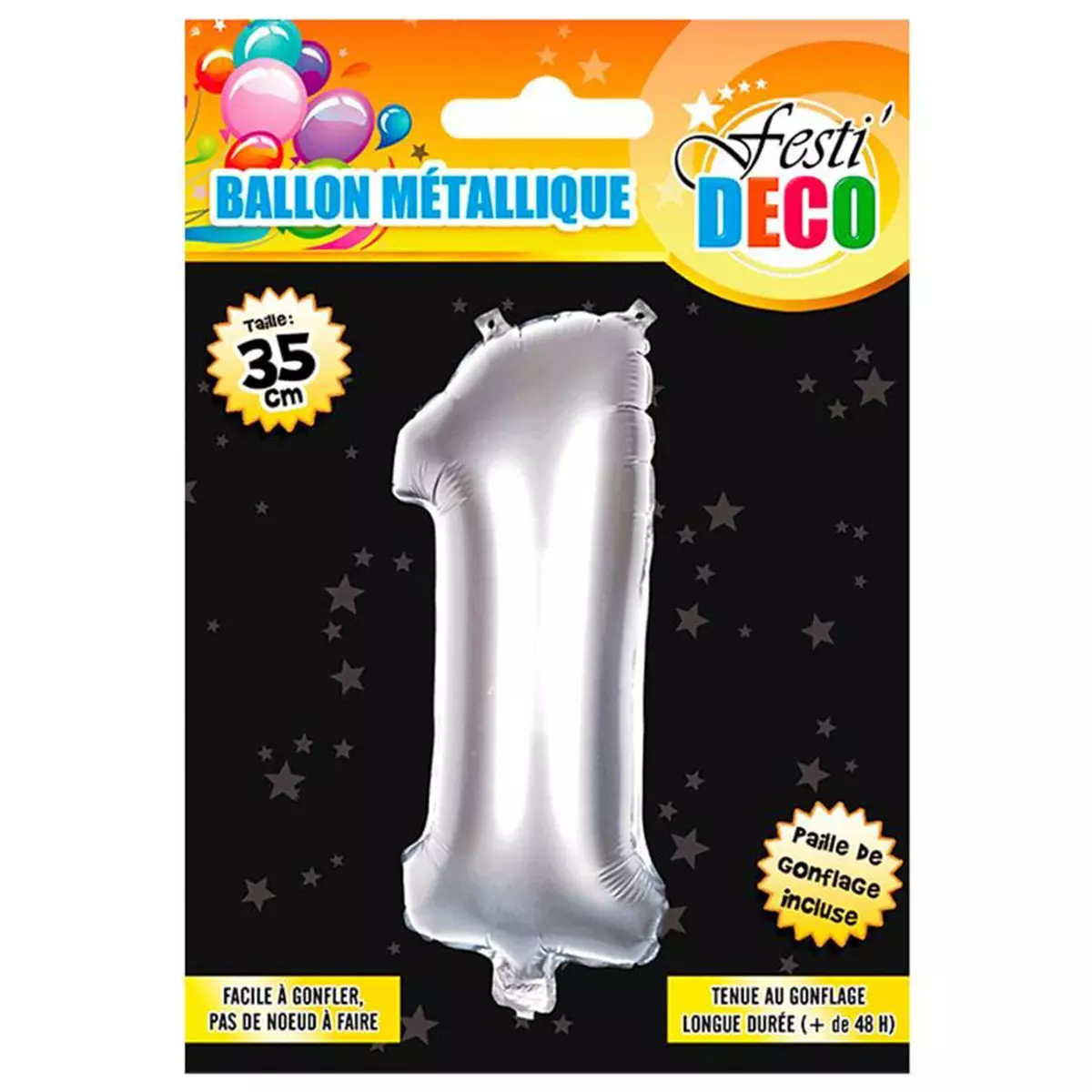 les trésors de lily Ballon métallique 'Chiffre 1' argenté 35 cm [Q4517]