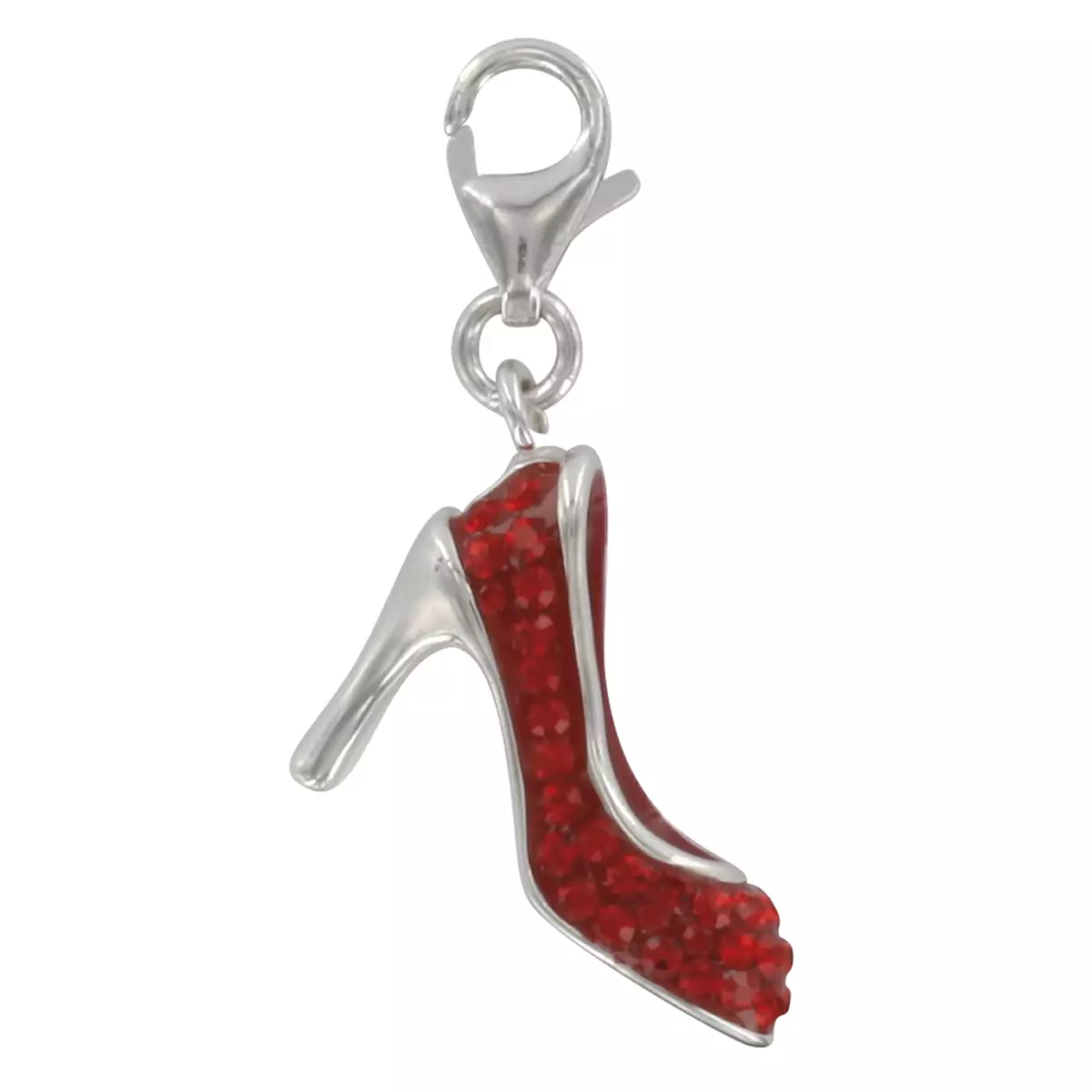 les trésors de lily Pendentif charm argent 'Cendrillon' rouge argenté (rhodié) 17x15 mm [Q4880]