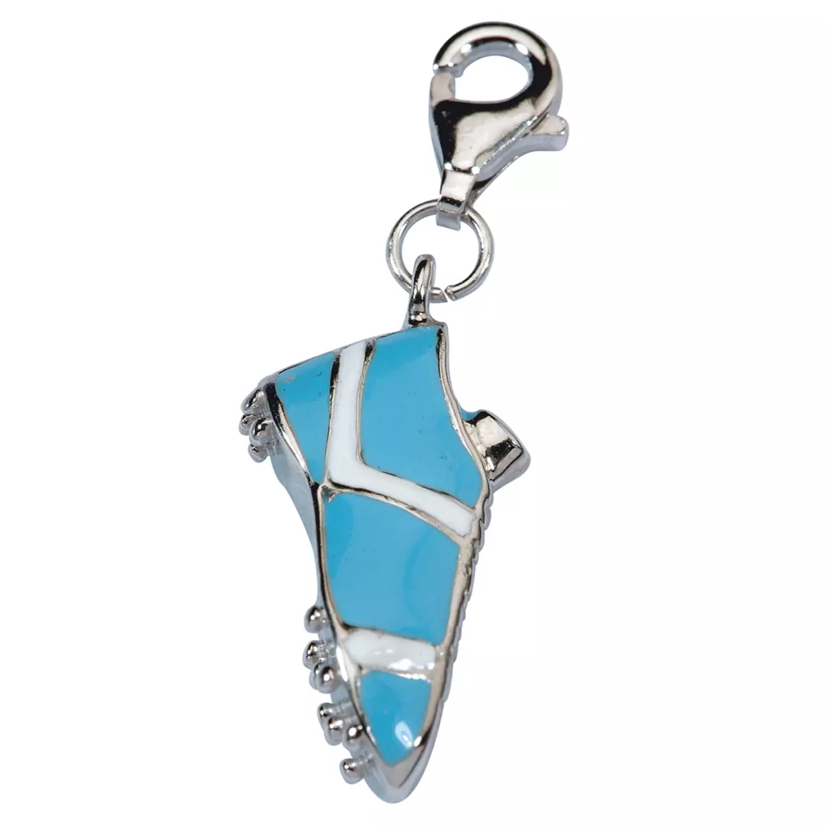 les trésors de lily Pendentif charm argent 'Chaussure de football' bleu argenté (rhodié) 20x10 mm [Q4884]