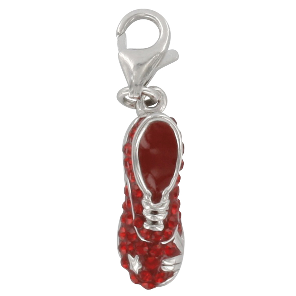 Pendentif charm argent \'Basket Etoile\' rouge argenté (rhodié) - 17x5 mm - [Q4885]