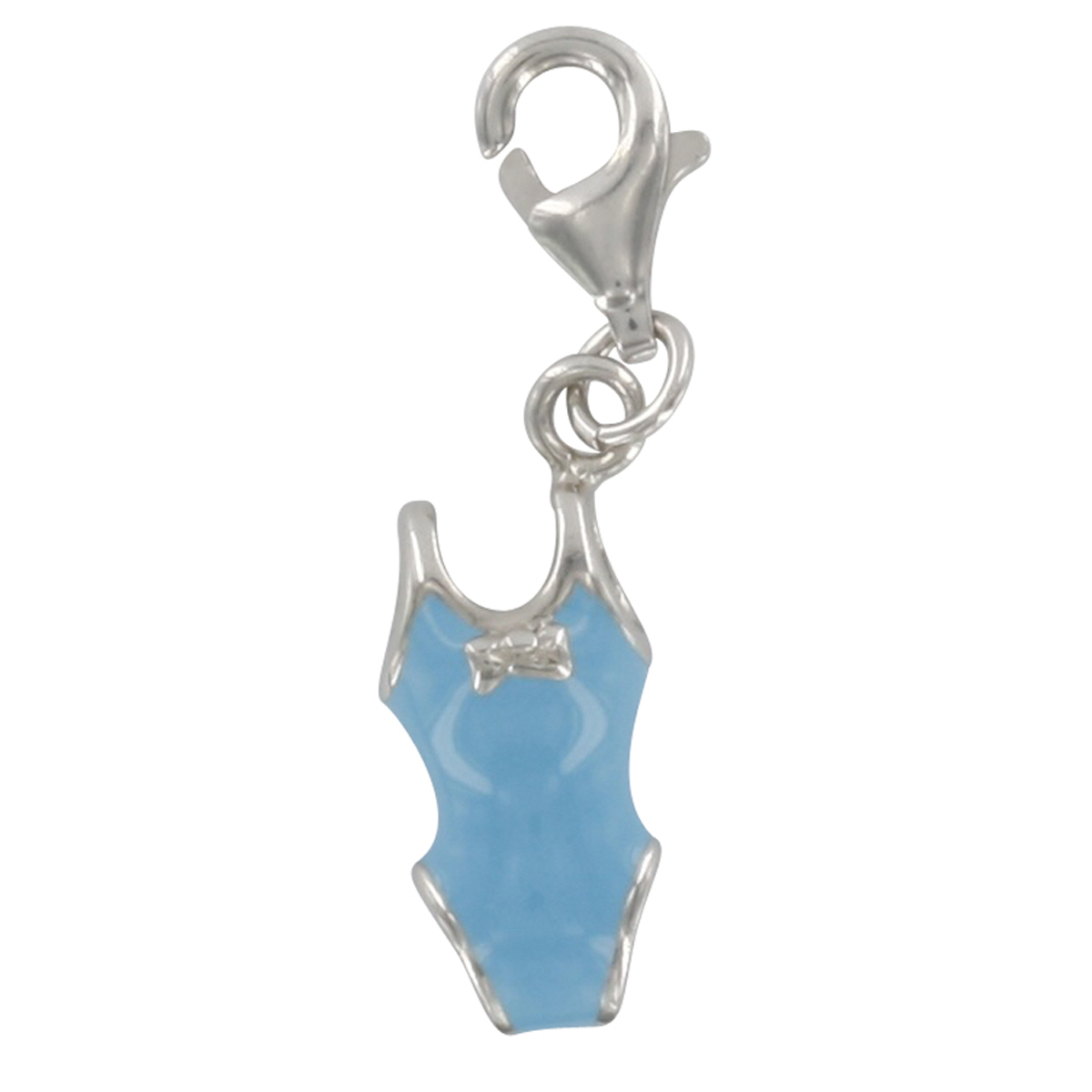 Pendentif charm argent \'Maillot de bain\' bleu argenté (rhodié) - 15x7 mm - [Q4890]