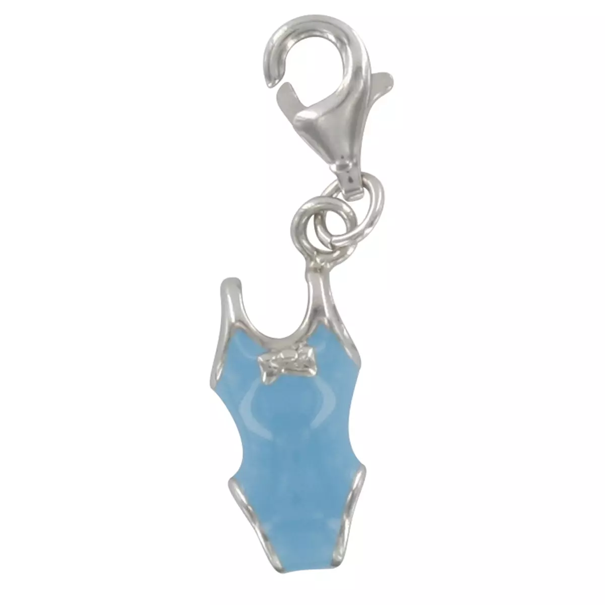 les trésors de lily Pendentif charm argent 'Maillot de bain' bleu argenté (rhodié) 15x7 mm [Q4890]