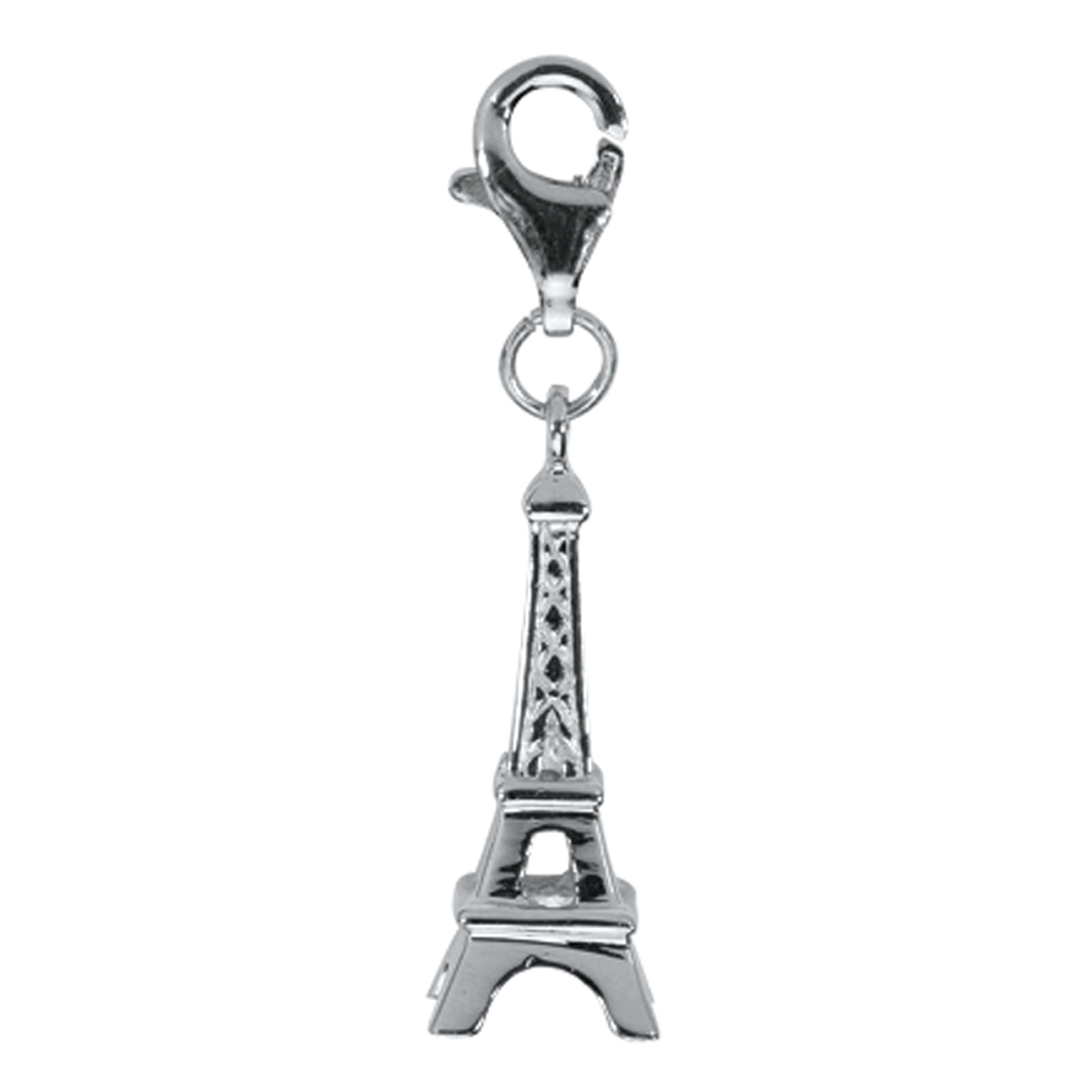 Pendentif charm argent \'Tour Eiffel\' argenté (rhodié) - 20x8 mm - [Q4892]