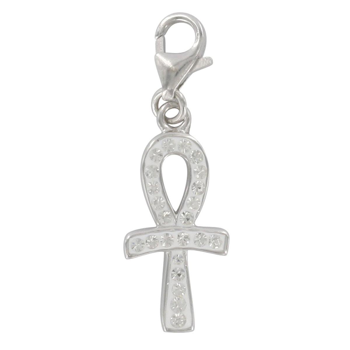 Pendentif charm argent \'Croix Egyptienne\' blanc argenté (rhodié) - 19x10 mm - [Q4912]