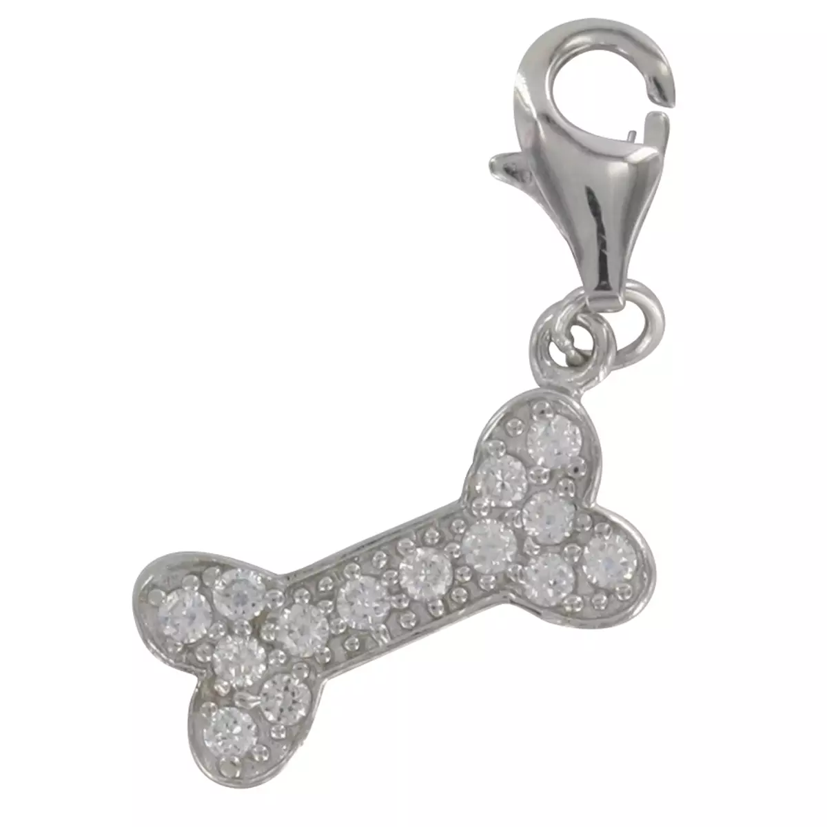 les trésors de lily Pendentif charm argent 'Os' blanc argenté (rhodié) 16x7 mm [Q4918]