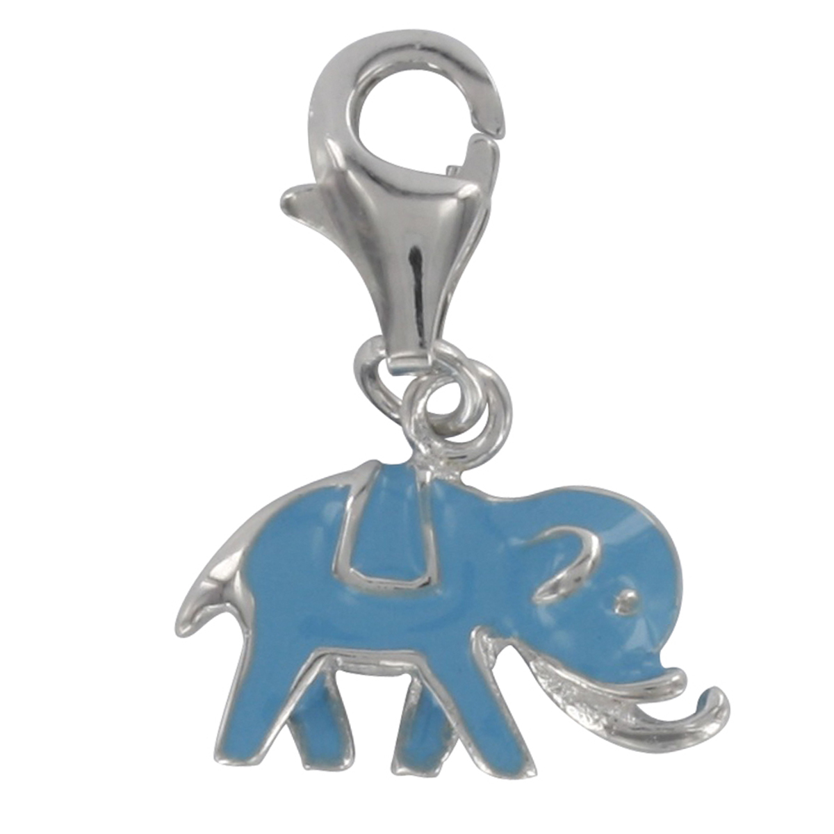 Pendentif charm argent \'Elephant\' bleu argenté (rhodié) - 15x7 mm - [Q4922]